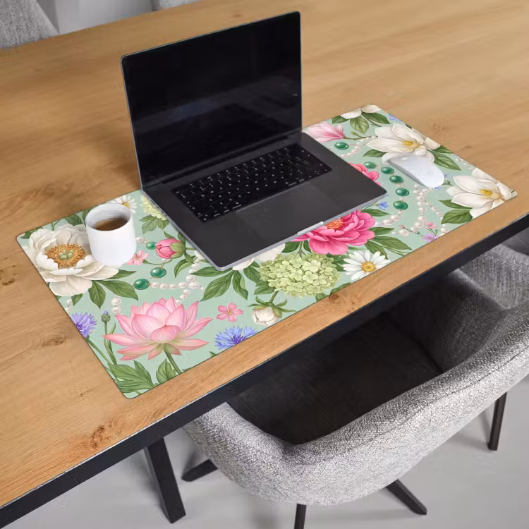 Bloemen - Patroon - Botanisch - Groen Muismat XXL klein -sfeer1