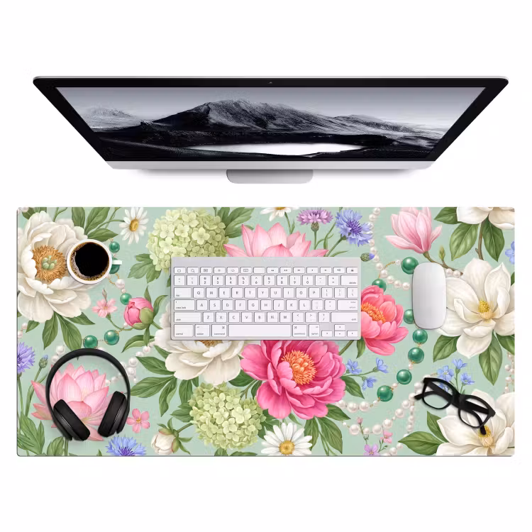 Bloemen - Patroon - Botanisch - Groen Muismat XXL klein -3d