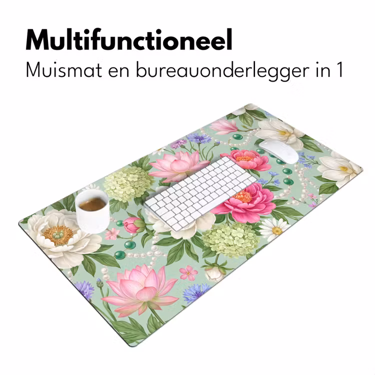 Bloemen - Patroon - Botanisch - Groen Muismat XXL klein -sfeer4