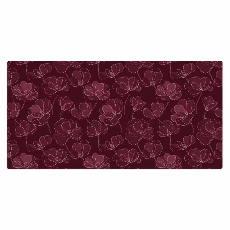 Bloemen - Patroon - Bordeauxrood Muismat XXL klein 681 -3d_leeg