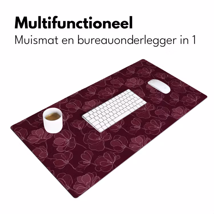 Bloemen - Patroon - Bordeauxrood Muismat XXL klein 681 -sfeer4