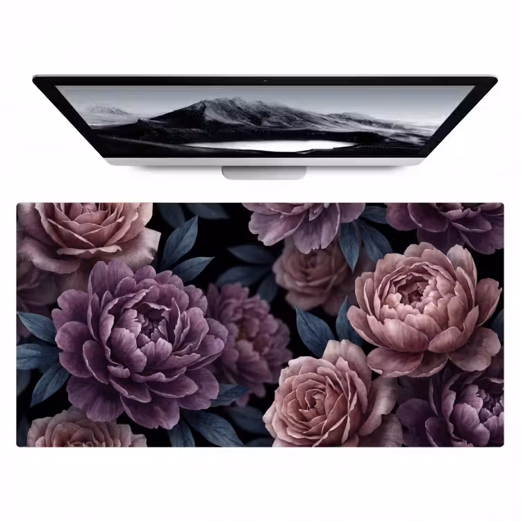 Bloemen - Patroon - Donker - Botanisch - Paars Muismat XXL klein -zzz3d
