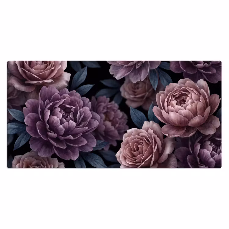 Bloemen - Patroon - Donker - Botanisch - Paars Muismat XXL klein -3d_leeg