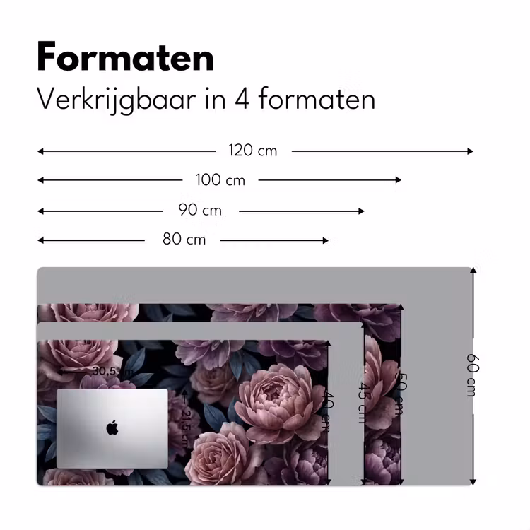 Bloemen - Patroon - Donker - Botanisch - Paars Muismat XXL klein -sfeer5