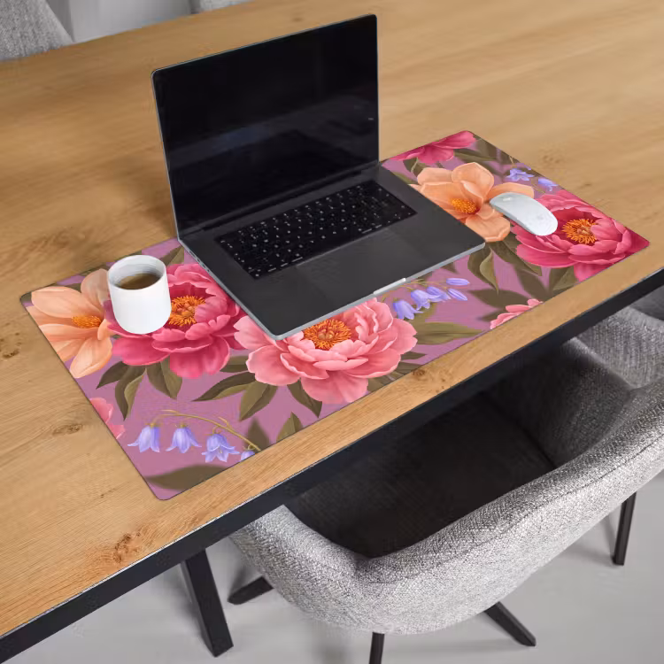 Bloemen - Patroon - Illustratie - Roze Muismat XXL klein -sfeer1