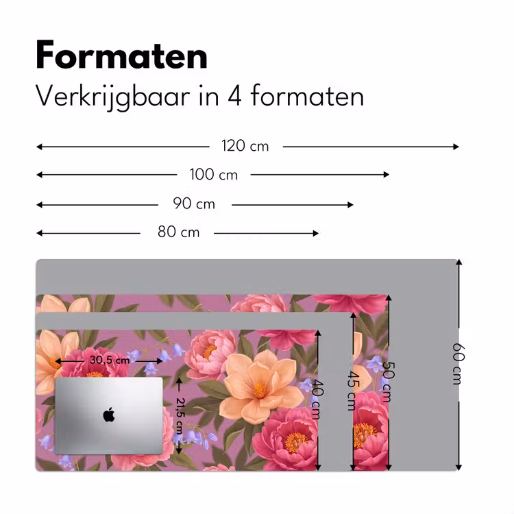 Bloemen - Patroon - Illustratie - Roze Muismat XXL klein -sfeer5