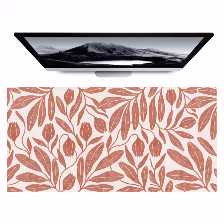 Bloemen - Patroon - Modern - Natuur - Bruin Muismat XXL klein -zzz3d
