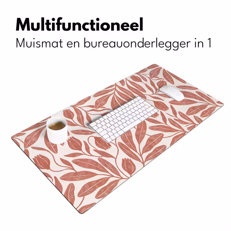 Bloemen - Patroon - Modern - Natuur - Bruin Muismat XXL klein -sfeer4