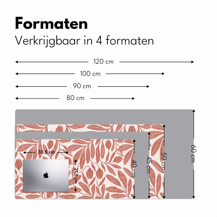 Bloemen - Patroon - Modern - Natuur - Bruin Muismat XXL klein -sfeer5