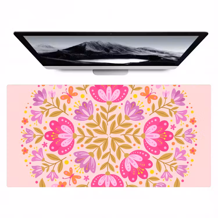 Bloemen - Patroon - Natuur - Abstract - Roze Muismat XXL klein -zzz3d