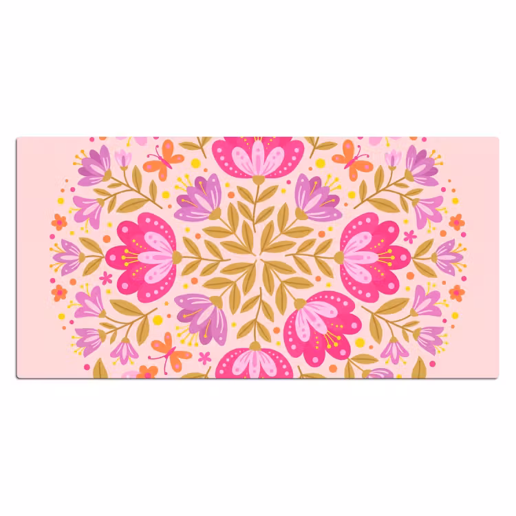 Bloemen - Patroon - Natuur - Abstract - Roze Muismat XXL klein -3d_leeg