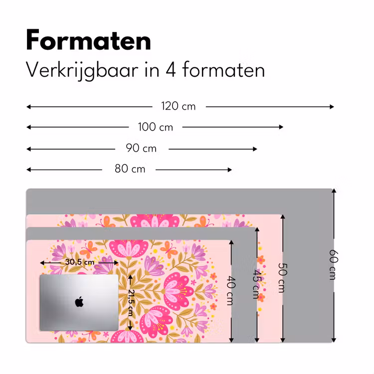 Bloemen - Patroon - Natuur - Abstract - Roze Muismat XXL klein -sfeer5