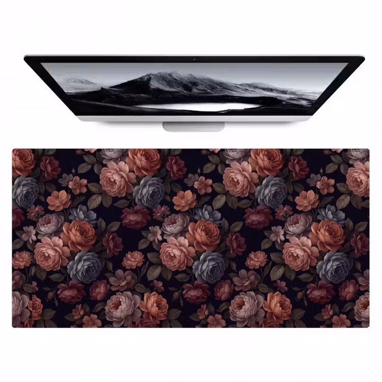 Bloemen - Patroon - Vintage - Donker - Roze Muismat XXL klein -zzz3d