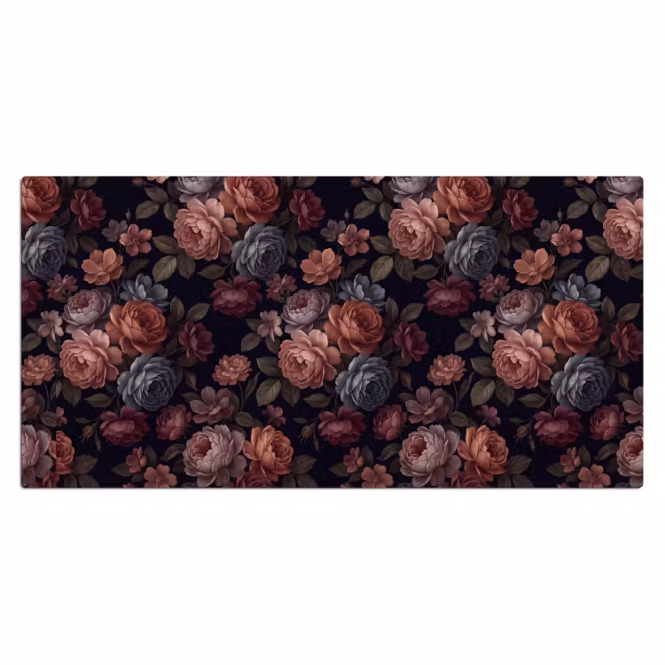 Bloemen - Patroon - Vintage - Donker - Roze Muismat XXL klein -3d_leeg