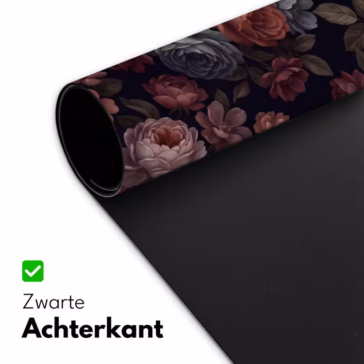 Bloemen - Patroon - Vintage - Donker - Roze Muismat XXL klein -sfeer2