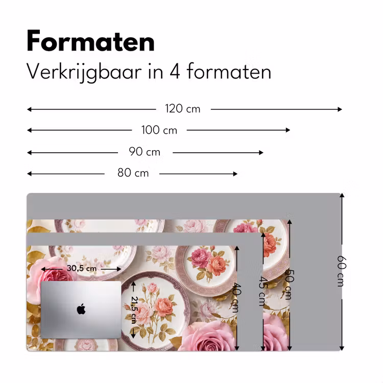 Bloemen - Patroon - Vintage - Roze - Decoratie Muismat XXL klein -sfeer5
