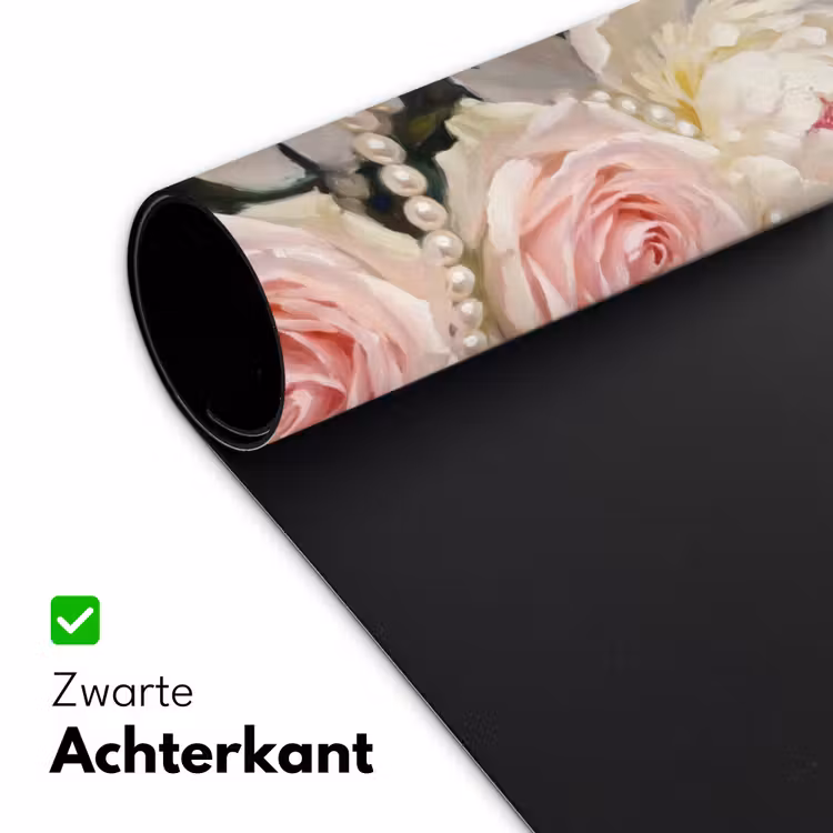 Bloemen - Parels - Romantiek - Klassiek - Roze Muismat XXL klein -sfeer2
