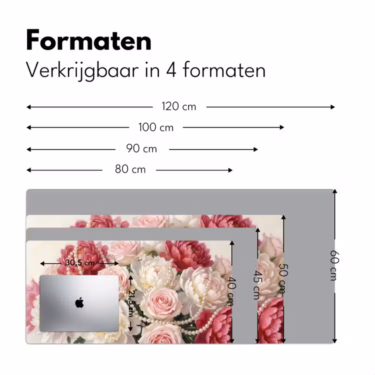 Bloemen - Parels - Romantiek - Klassiek - Roze Muismat XXL klein -sfeer5