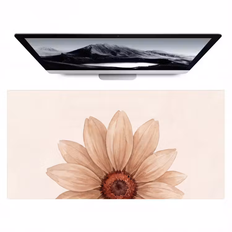 Bloemen - Bloemblad - Natuur - Aquarel - Beige Muismat XXL klein -zzz3d