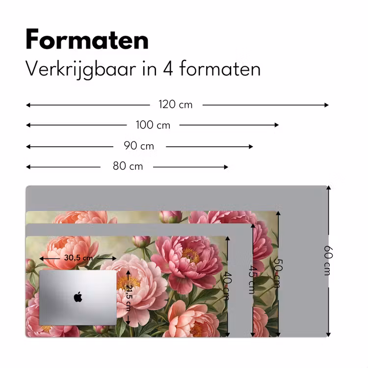 Bloemen - Roze - Klassiek - Gedetailleerd - Natuur Muismat XXL klein -sfeer5