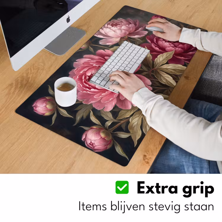 Bloemen - Roze - Klassiek - Natuur Muismat XXL klein -sfeer3
