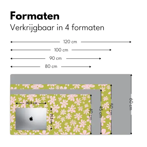 Bloemen - Roze - Getekend - Patroon Muismat XXL klein -sfeer5
