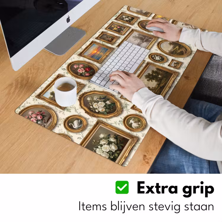 Bloemen - Roze - Stilleven - Klassiek Muismat XXL klein -sfeer3
