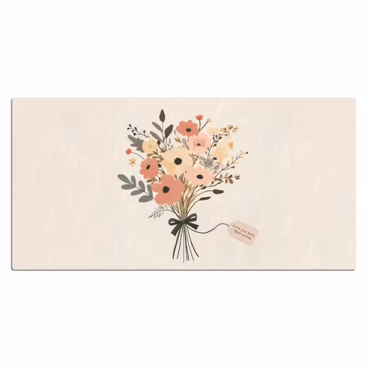 Bloemen - Quote - Beige - Lint Muismat XXL klein -3d_leeg