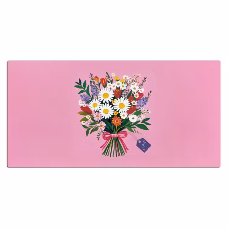 Bloemen - Quote - Kaartje - Kleurrijk Muismat XXL klein -3d_leeg