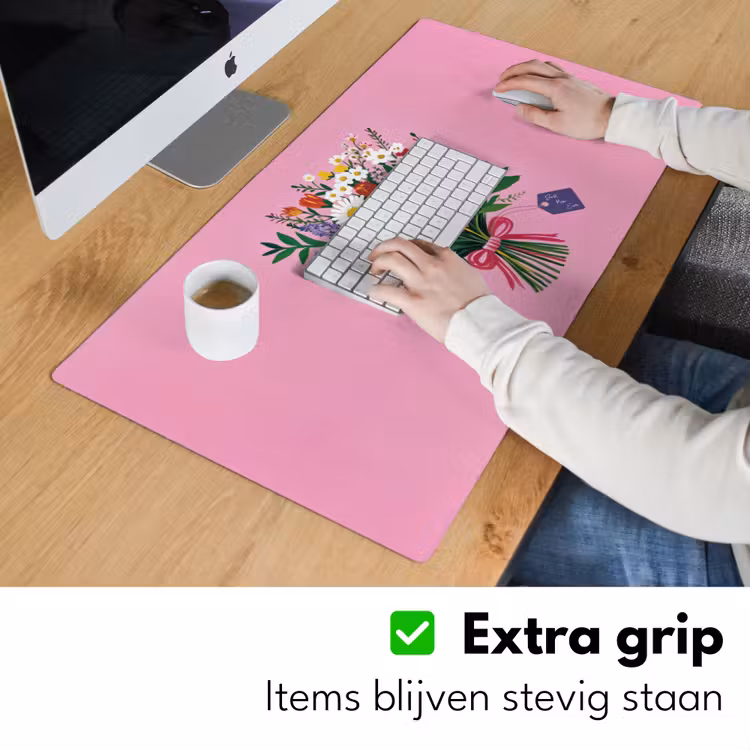 Bloemen - Quote - Kaartje - Kleurrijk Muismat XXL klein -sfeer3