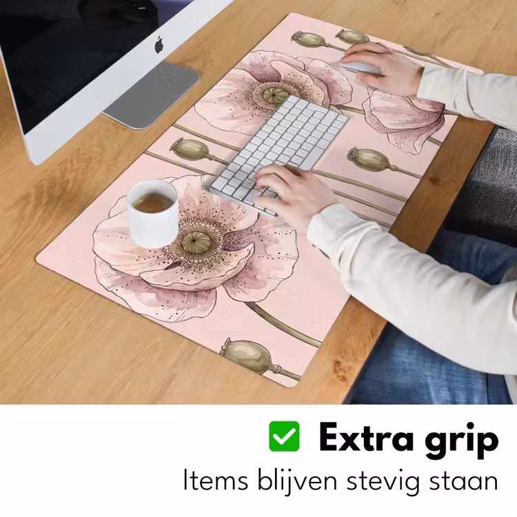 Bloemen - Zomer - Natuur - Aquarel - Roze Muismat XXL klein -sfeer3