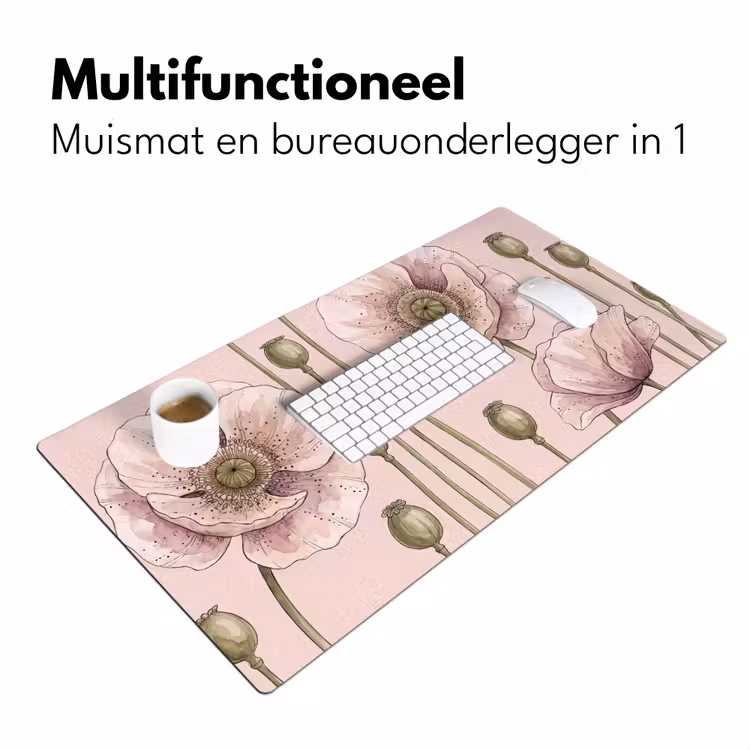 Bloemen - Zomer - Natuur - Aquarel - Roze Muismat XXL klein -sfeer4