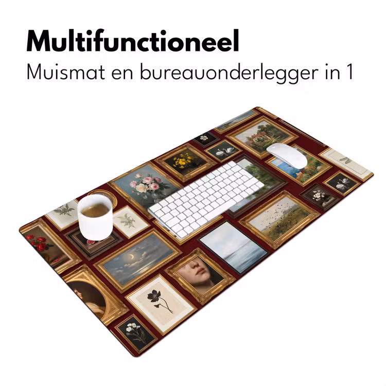 Bloemen - Vaas - Klassiek - Kunst - Rood Muismat XXL klein -sfeer4