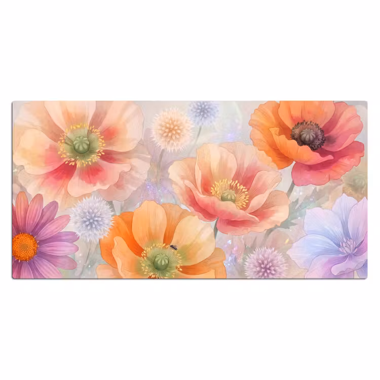 Bloemen - Aquarel - Natuur - Modern - Kleurrijk Muismat XXL klein -3d_leeg