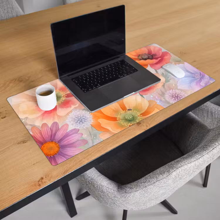 Bloemen - Aquarel - Natuur - Modern - Kleurrijk Muismat XXL klein -sfeer1