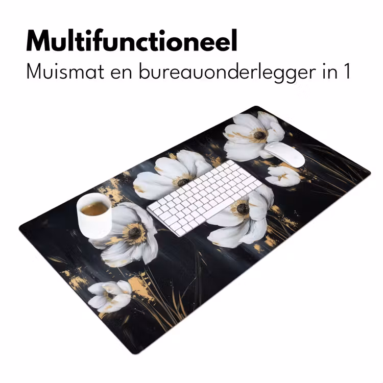 Bloemen - Wit - Abstract Muismat XXL klein -sfeer4