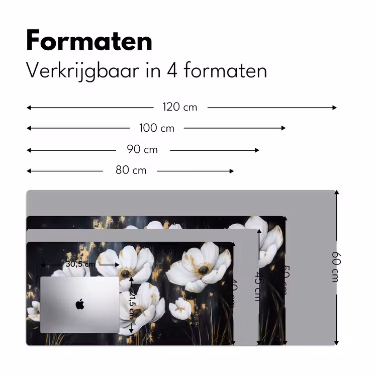 Bloemen - Wit - Abstract Muismat XXL klein -sfeer5
