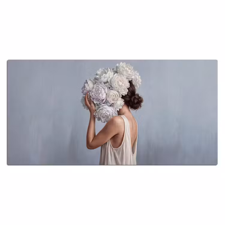 Bloemen - Vrouw - Wit Muismat XXL klein -3d_leeg