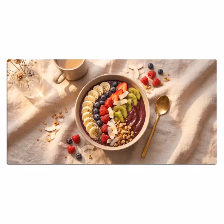 Eten - Ontbijtkom - Fruit - Gezond - Kleurrijk Muismat XXL klein -3d_leeg