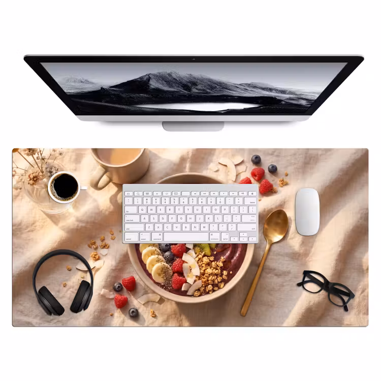 Eten - Ontbijtkom - Fruit - Gezond - Kleurrijk Muismat XXL klein -3d