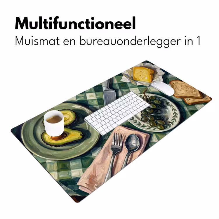Eten - Ontbijt - Tafel - Modern - Groen Muismat XXL klein -sfeer4