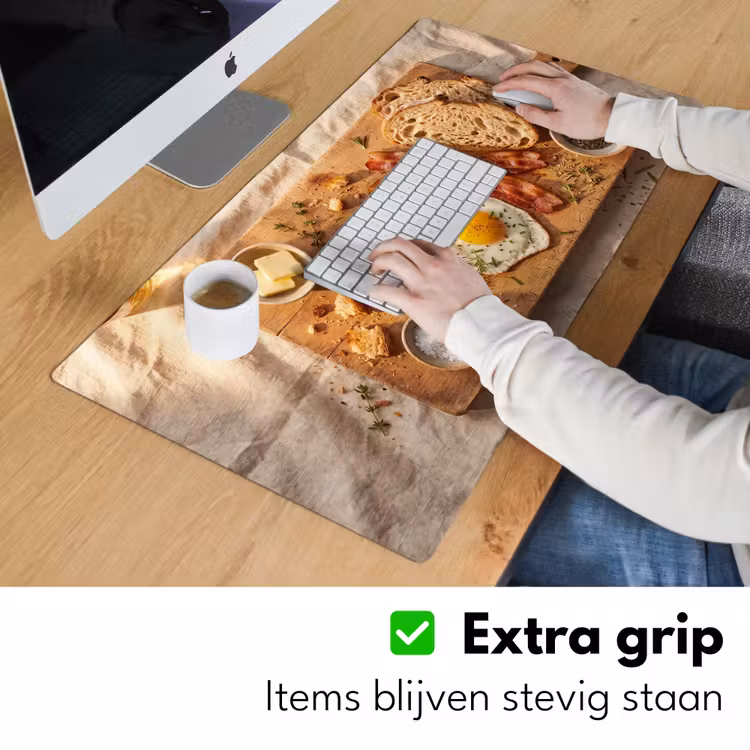 Eten - Ontbijt - Hout - Rustiek - Geel Muismat XXL klein -sfeer3