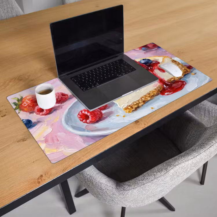 Eten - Cheesecake - Bessen - Abstract - Roze Muismat XXL klein -sfeer1