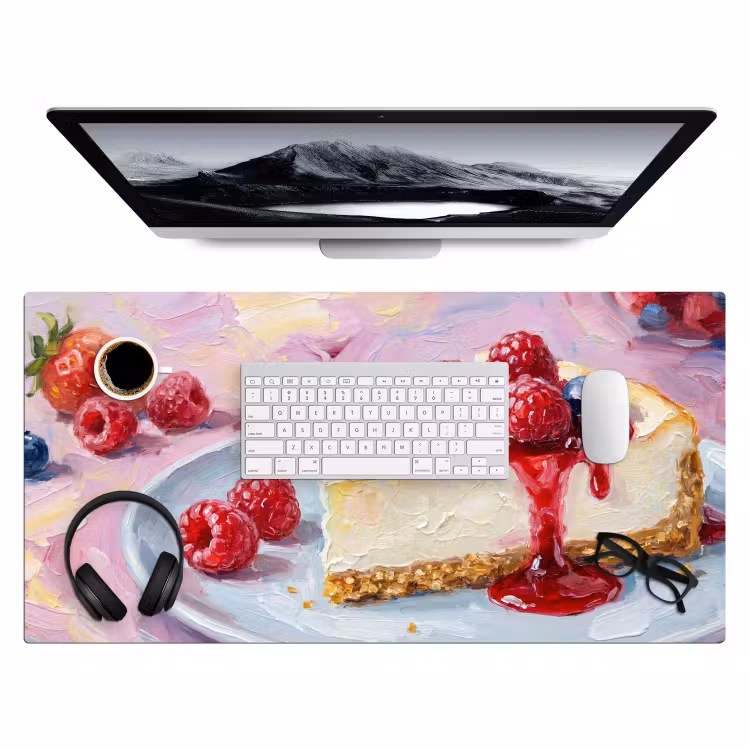 Eten - Cheesecake - Bessen - Abstract - Roze Muismat XXL klein -3d
