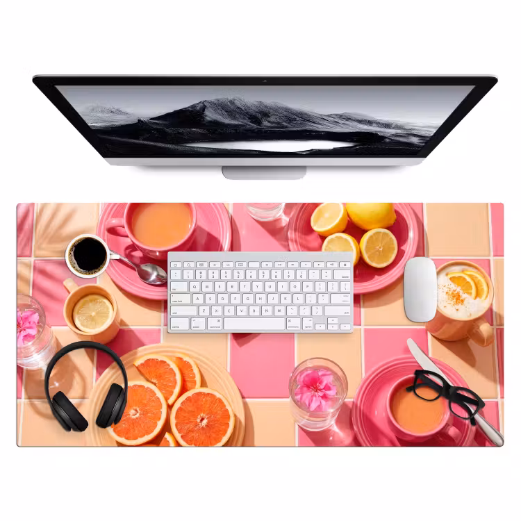 Eten - Citrusvruchten - Stillevens - Roze - Oranje Muismat XXL klein -3d