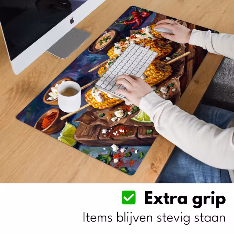 Eten - Maïs - Saus - Geschilderd - Geel Muismat XXL klein -sfeer3