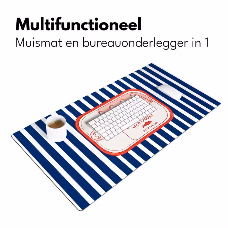 Eten - Vis - Blik - Illustratie - Rood Muismat XXL klein -sfeer4