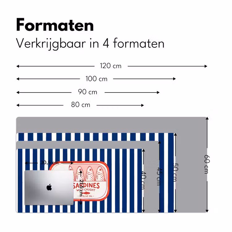Eten - Vis - Blik - Illustratie - Rood Muismat XXL klein -sfeer5