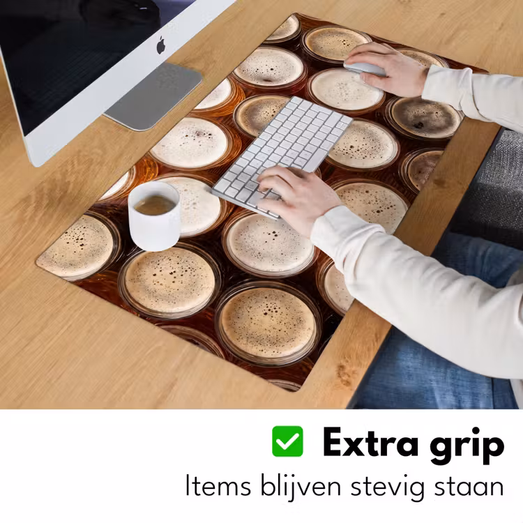 Eten - Glazen - Drank - Patroon - Bruin Muismat XXL klein -sfeer3
