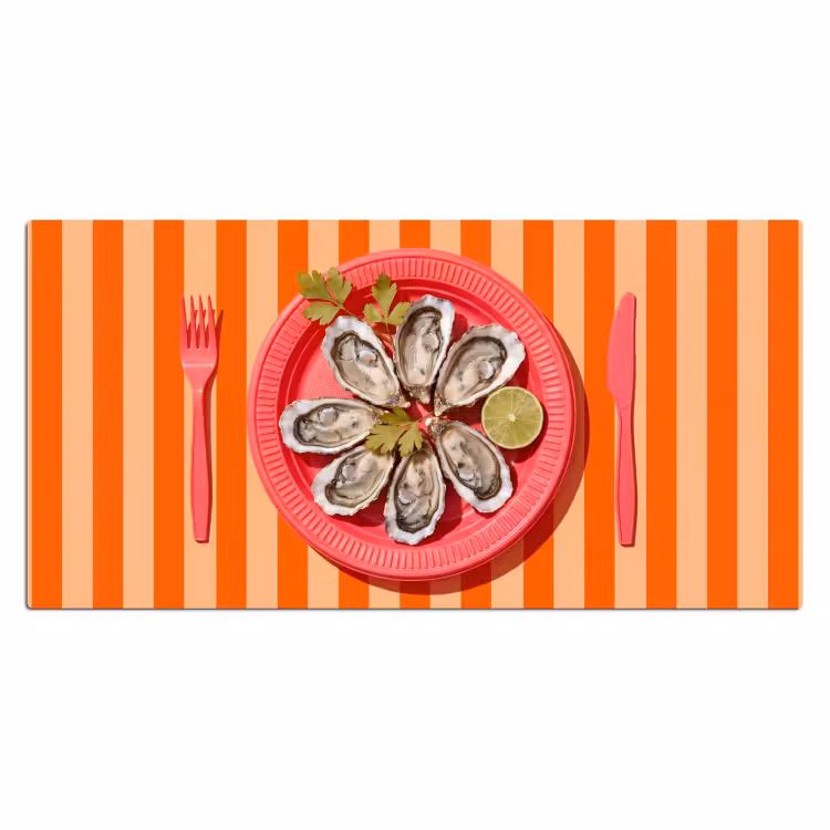 Eten - Oester - Zeevruchten - Oranje - Modern Muismat XXL klein -3d_leeg